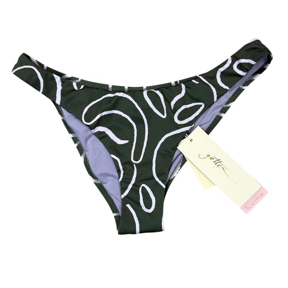 Luma by Gottex Womens‎ Abstract Swirl Bikini Bottom Olive Lilac Size 12